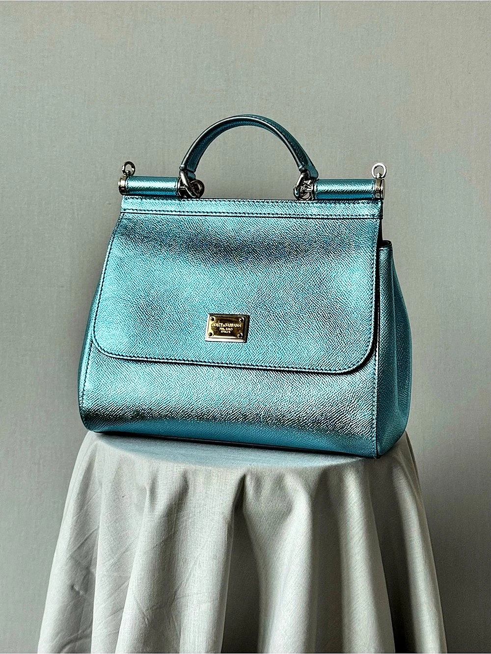 Dolce & Gabbana Medium Sicily Bag Metallic Blue - Rare